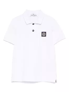 Stone Island Junior рубашка поло с нашивкой Compass, белый