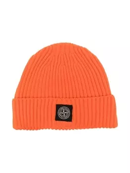 Stone Island Junior шапка бини с нашивкой Compass, оранжевый