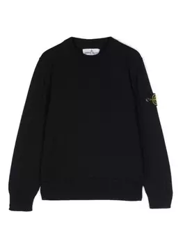 Stone Island Junior шерстяной джемпер с нашивкой Compass, синий