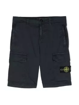 Stone Island Junior шорты-бермуды с нашивкой-логотипом, синий