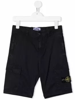 Stone Island Junior шорты карго с нашивкой-логотипом, синий