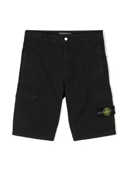 Stone Island Junior шорты карго с нашивкой Compass, черный