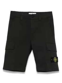 Stone Island Junior шорты карго с нашивкой Compass, черный