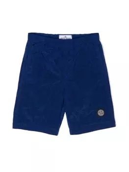 Stone Island Junior шорты с аппликацией Compass, синий