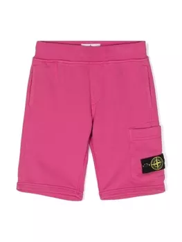 Stone Island Junior шорты с нашивкой Compass, розовый