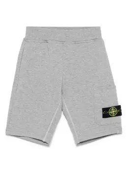 Stone Island Junior шорты с нашивкой Compass, серый