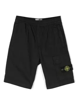 Stone Island Junior шорты с нашивкой-логотипом, черный