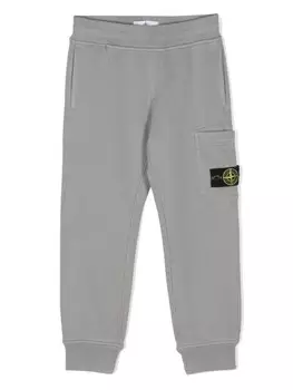 Stone Island Junior спортивные брюки из хлопка с компасом, серый