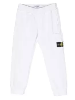 Stone Island Junior спортивные брюки с нашивкой Compass, белый