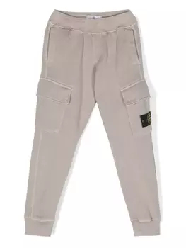 Stone Island Junior спортивные брюки с нашивкой Compass, нейтральный цвет