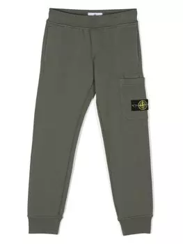 Stone Island Junior спортивные брюки с нашивкой Compass, зеленый