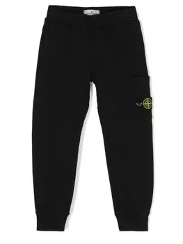 Stone Island Junior спортивные брюки с нашивкой Compass, черный