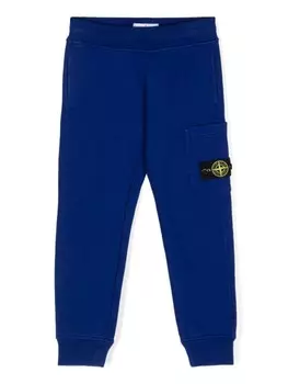 Stone Island Junior спортивные брюки с нашивкой Compass, синий