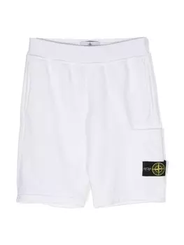 Stone Island Junior спортивные шорты с нашивкой Compass, белый