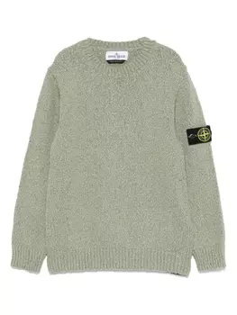 Stone Island Junior свитер из ткани букле, зеленый