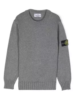 Stone Island Junior свитер с нашивкой Compass, серый