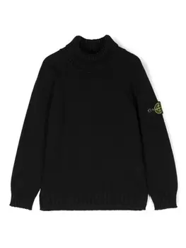 Stone Island Junior свитер с нашивкой Compass, черный