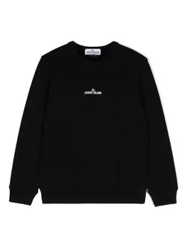 Stone Island Junior толстовка из органического хлопка с логотипом, черный