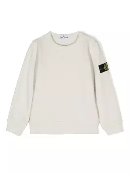 Stone Island Junior толстовка из органического хлопка с логотипом Compass, нейтральный цвет