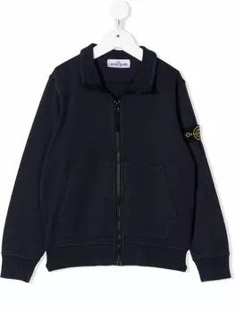 Stone Island Junior толстовка на молнии с нашивкой-логотипом, синий