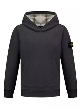 Stone Island Junior толстовка с капюшоном из хлопка с изображением компаса, серый