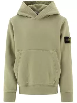 Stone Island Junior толстовка с капюшоном из хлопка с изображением компаса, зеленый