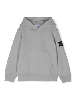 Stone Island Junior толстовка с капюшоном из хлопка с изображением компаса, серый