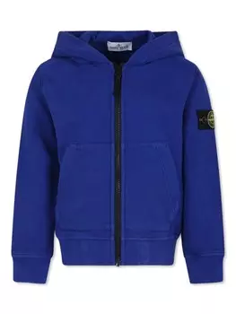 Stone Island Junior толстовка с капюшоном из хлопка с изображением компаса, синий