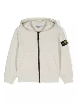 Stone Island Junior толстовка с капюшоном на молнии с изображением компаса, нейтральный цвет