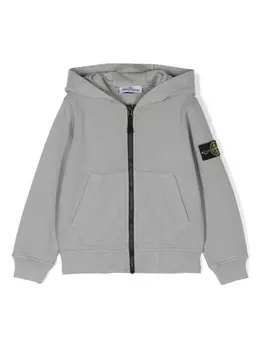 Stone Island Junior толстовка с капюшоном на молнии с изображением компаса, серый