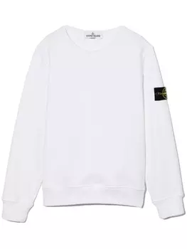 Stone Island Junior толстовка с круглым вырезом и логотипом, белый