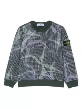 Stone Island Junior толстовка с нашивкой-логотипом, зеленый