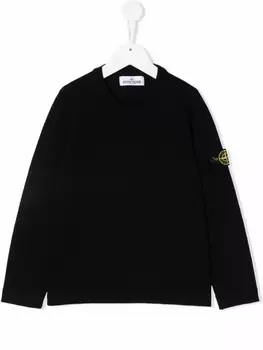 Stone Island Junior толстовка с нашивкой-логотипом, черный