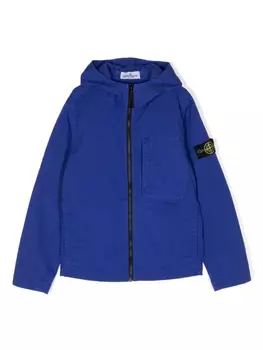 Stone Island Junior твиловая куртка на молнии с капюшоном, синий