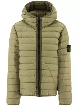 Stone Island Junior утепленная куртка с капюшоном и нашивкой в виде компаса, зеленый