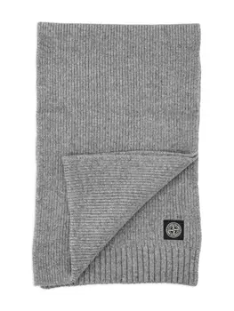 Stone Island Junior вязаный шарф с изображением компаса, серый