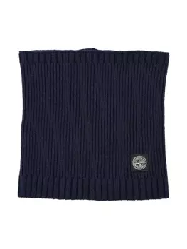 Stone Island Junior вязаный шарф с логотипом, черный