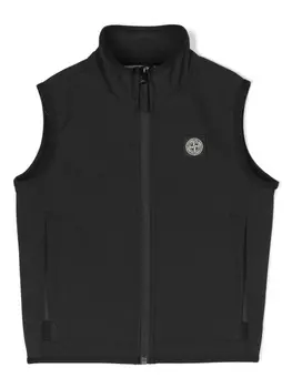 Stone Island Junior жилет с нашивкой-логотипом, черный