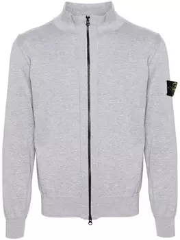 Stone Island кардиган на молнии с нашивкой Compass, серый