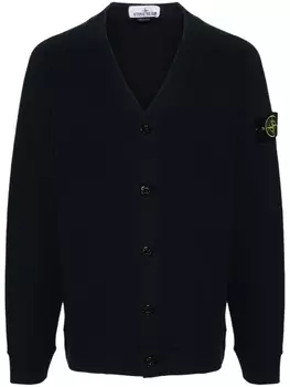 Stone Island кардиган в рубчик с нашивкой Compass, синий
