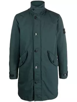 Stone Island короткая парка с нашивкой-логотипом, зеленый