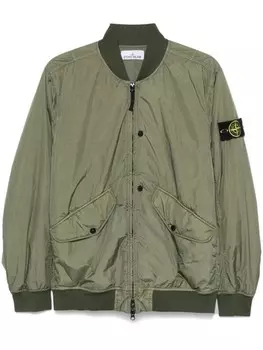 Stone Island куртка-бомбер с покрытием, зеленый