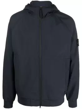 Stone Island куртка на молнии с капюшоном, синий