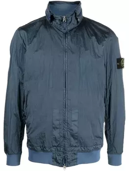Stone Island куртка на молнии с нашивкой-логотипом, синий