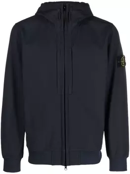 Stone Island куртка на молнии с нашивкой-логотипом, синий