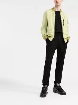 Stone Island куртка на молнии с нашивкой Compass, зеленый