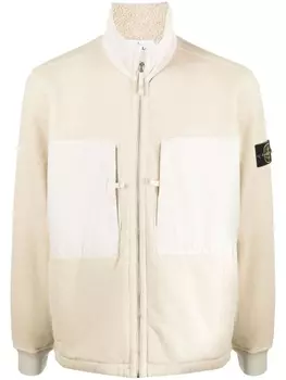 Stone Island куртка на молнии со вставками, нейтральный цвет