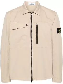 Stone Island куртка-рубашка на молнии с нашивкой Compass, нейтральный цвет