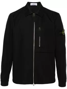 Stone Island куртка-рубашка с нашивкой Compass, черный