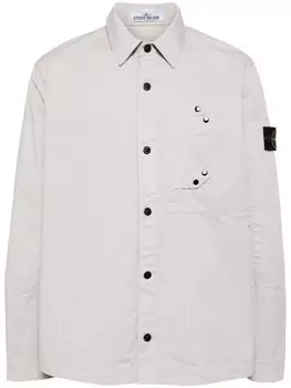 Stone Island куртка-рубашка с нашивкой Compass, серый